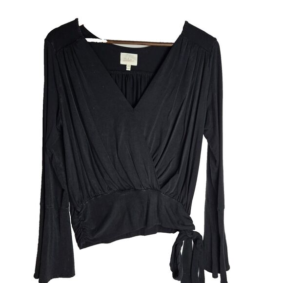 Daletta Grey Viscose Blend Faux Wrap Blouse Womens Medium - Picture 1 of 6